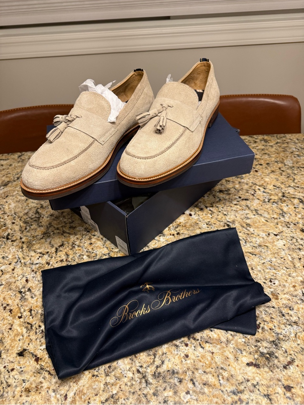 NWT Men’s Brooks Brothers Bellmore Tassel Loafer Beige size 9.5D